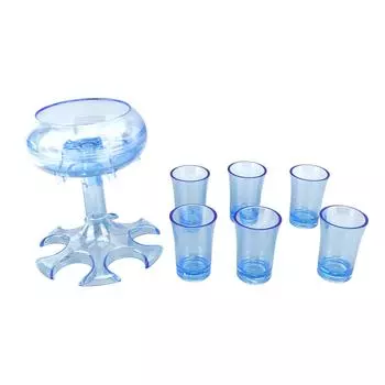 Диспенсер для вина на 6 порций, синий, многофункциональный, 6-канальный диспенсер для коктейлей с чашками для розлива жидкостей