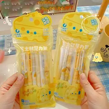 6 шт. 0,5 мм гелевая ручка пресс-типа, ассорти, быстросохнущая, гладкая, пишущая, морская соль, сыр, нейтральная ручка, канцелярские аксессуары A