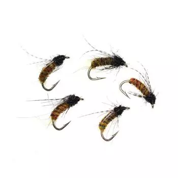 6 шт. # 10 ~ # 14 Patridge, мягкая крючок, нимфа, куколка, муха, коричневая для форели, окуня, панфиша, рыбалка, мокрые мухи, приманки, быстро тонущая приманка 10#
