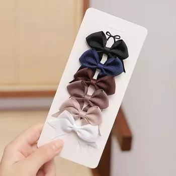 6 шт./10 шт. Детские однотонные ленточные банты, заколки для волос для маленьких девочек, ручной работы, заколки-бантики, аксессуары для волос на Новый год