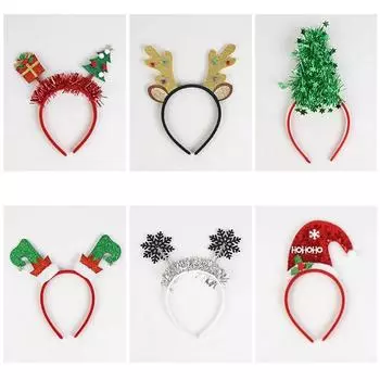 6 шт. 11x23 см рождественские повязки на голову из ткани рождественская елка рога лося милые аксессуары для волос своими руками праздничные принадлежности новогодний реквизит для фотосессий