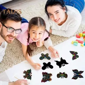 6 шт./12 шт. бумага для рисования с гладкими краями, универсальная головоломка, обучающая нежная красочная роспись с царапинами, сделай сам, бабочка, закладки 6pcs