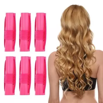 Бигуди для волос из губки, волнистые бигуди для волос своими руками, мягкие в форме цветка, пенопластовые инструменты для завивки волос, парикмахерский набор для парикмахеров 6pcs ярко-розовый