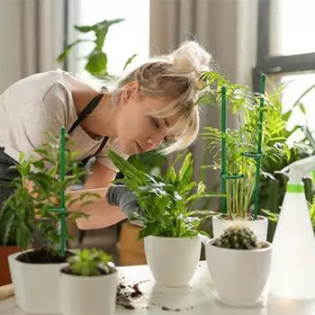 6 шт./12 шт. колья для поддержки растений с кольцами цветочные композиции для выращивания овощей зеленые палочки для поддержки растений садовые принадлежности 40cm 6pcs