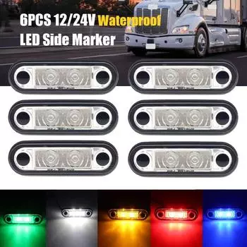 6 шт. 12 В 24 В светодиодные боковые габаритные огни, габаритные огни, задний тормозной индикатор, указатели поворота, водонепроницаемые лампы для грузовиков, прицепов, тягачей, фургонов