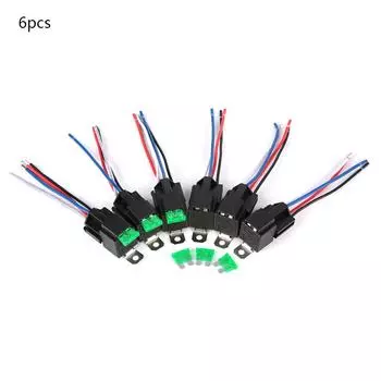 6 шт. 12 В 30 А автомобильный релейный переключатель жгут проводов комплект 4-контактный 14 AWG горячие провода