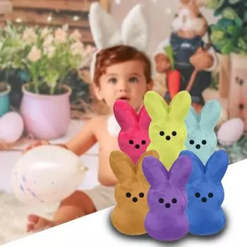 6 шт., 15 см, милая кукла-кролик, мягкая кукла-зайчик, игрушка, настольный декор для дивана, комфортная кукла, игрушки для детей, пасхальное украшение One Size