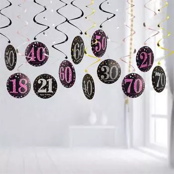 6 шт. 18/30/40/50/60 лет спиральные украшения возрастной знак картон для украшения дня рождения 21 розового золота