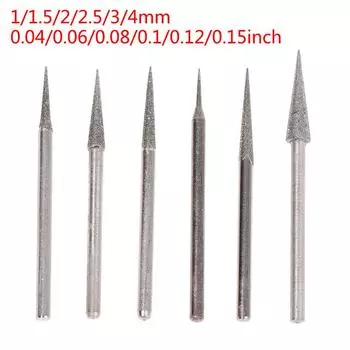 6 шт. 1-4 мм алмазные шлифовальные головки игольчатые боры гравировальный инструмент для резьбы 2,35 мм