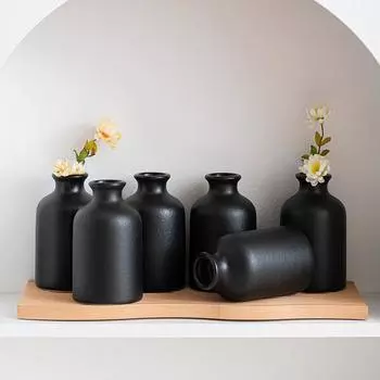 6 шт/1 шт черный керамический бочонок для цветов и растений черно-синие керамические вазы бар керамические бутылки для вина японская книжная полка подарки 6pcs