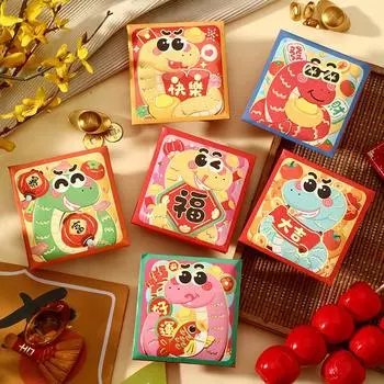 6 шт. 2025 год змеи весенний фестиваль красные конверты новогодние счастливые денежный мешок красные пакеты украшения лунный год подарки 6