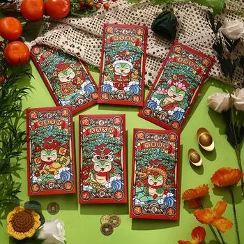 6 шт. 2025 китайский Новый год красные конверты год змеи красные пакеты счастливые денежные карманы для лунного года весенний фестиваль благосклонность A