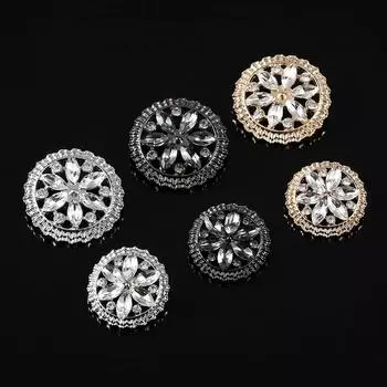 6 шт. 20/23/28 мм высококачественные металлические полые пуговицы со стразами для кашемирового пальто женские меховые норковые пуговицы с украшением из кристаллов 20mm