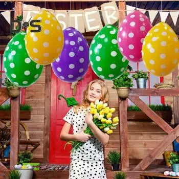 6 шт. 20 надувные пасхальные яйца украшения красочные ПВХ яйца украшения детские уличные игрушки для двора газон сад вечеринка декор 6pcs разноцветный