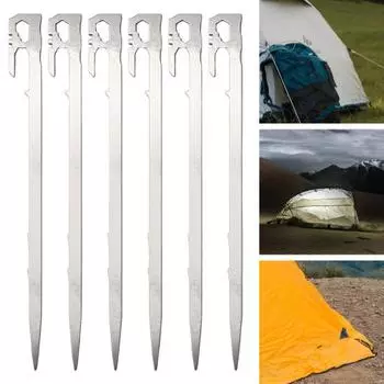 6 шт. 22/28 см колышек для палатки для кемпинга из нержавеющей стали, прочный ветрозащитный навес для улицы 28cm
