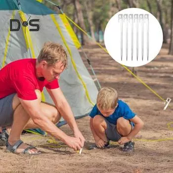 6 шт. 22/28 см колышек для палатки для кемпинга, прочный, из нержавеющей стали, уличный навес, ветрозащитный, колышек для палатки, аксессуары для кемпинга 28cm