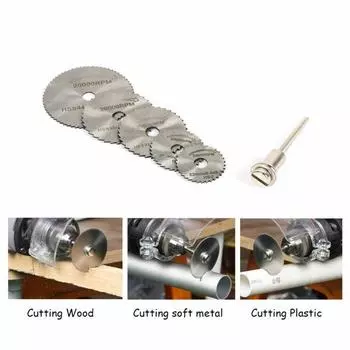 6 шт. 22~44 мм мини-дисковая пила HSS вращающийся резак для резки металла набор инструментов толщина 1 мм внутренний диаметр 6 мм серебряный