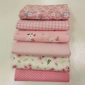 6 шт. 25/50 см DIY Цветочная хлопковая ткань Предварительно нарезанная швейная ткань Ручная работа Цветочная ткань Шитье Лоскутное одеяло Комплект DIY 25 25cm белый