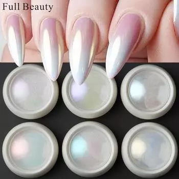 6 шт. 2 г зеркальный эффект ногтей Aurora пудра стойкая с кисточкой твердый хром маникюр художественные украшения