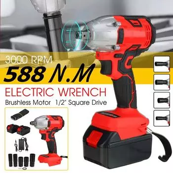 6 шт. 388vf бесщеточный беспроводной электрический ударный гайковерт 1/2 дюйма электроинструмент для дома 15000 амч литиевая батарея для батареи 18 В 1*Battery