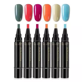 6 шт. 3-в-1 ручка для лака для ногтей быстросохнущая без УФ акриловая краска ручка для ногтей водостойкая портативная для путешествий дома салона DIY женская ручка для нейл-арта F