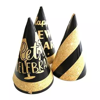 6 шт. 3D черно-золотая бумажная шляпа «Счастливый год» милая бумажная шляпа 2025 года рамка для фото реквизит украшение для вечеринки праздничный подарок