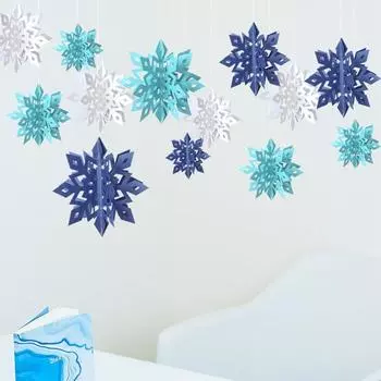 6 шт. 3D кулон в виде снежинки, бумажный рождественский кулон в виде снежинки, кулон в виде снежинки, украшения для праздничной вечеринки золотой