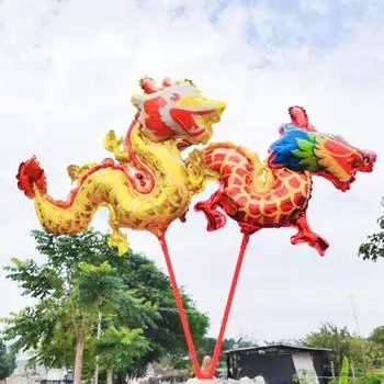 6 шт. 3D воздушные шары с драконом, мультяшные милые воздушные шары с драконом из алюминиевой фольги, многоразовые надувные шары, китайский Новый год, домашнее украшение для вечеринки Without Light