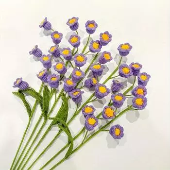 6 шт. 40 см искусственный ландыш крючком букет цветов ручной работы вязаные цветы вязаные крючком цветочные композиции для домашнего декора свадебного стола 6 Pcs розовый