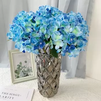 6 шт. 47 см искусственные цветы гортензии стебли настоящие на ощупь гортензии искусственные цветы для домашнего стола украшения в центре свадебной вечеринки розовый
