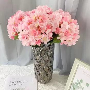 6 шт. 47 см настоящие искусственные цветы гортензии, искусственные стебли гортензии для украшения домашнего стола, украшения свадебной вечеринки розовый