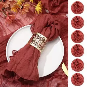 6 шт. 50x50 см тканевая салфетка в стиле бохо однотонная морщинистая квадратная многоразовая моющаяся марлевая салфетка для детского душа на день рождения, свадьбу, вечеринку, обед, ужин 50*50cm