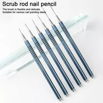 6 шт. 5/7/9/11/20/25 мм кисточка для подводки ногтей ультратонкая нейлоновая металлическая ручка портативная для начинающих профессиональных DIY нейл-артов детальный дизайн цветной рисунок золотистый