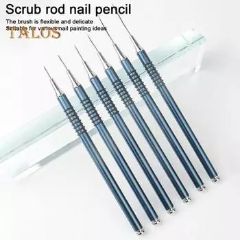 6 шт., 5/7/9/11/20/25 мм, кисть для подводки ногтей, ультратонкая нейлоновая металлическая ручка, портативная, для начинающих, профессиональная, для самостоятельного дизайна ногтей, детальный дизайн, цветной рисунок, точечный рисунок синий