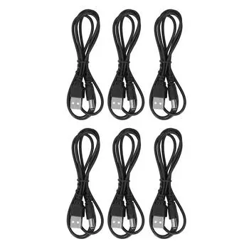 6 шт. 5 В постоянного тока разъем кабеля питания USB 2.0 A папа на 5.5x2.1 мм зарядный штекер черный