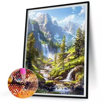 6 шт. 5D DIY полная круглая алмазная картина с дрелью Пейзаж Декор для дома Искусство 30x40 см #