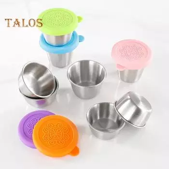 6 шт. 60 мл/70 мл/80 мл контейнер для заправки салата с крышкой из нержавеющей стали для приправ небольшой герметичный контейнер для соуса для ланч-боксов пикников путешествий M