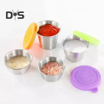 6 шт. 60 мл/70 мл/80 мл контейнер для заправки салата с крышкой из нержавеющей стали для приправ небольшой герметичный контейнер для соуса для ланч-боксов пикников путешествий M
