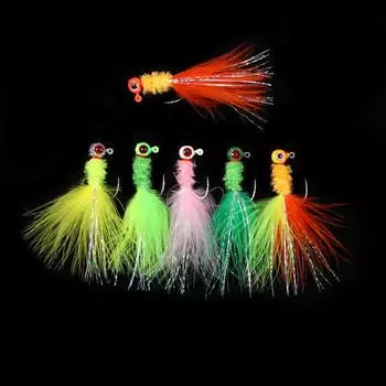 6 шт. 6 цветов крючки для ловли марабу краппи джиг головка крючок для подледной рыбалки панфиш синежаберный форель судак рыболовный крючок