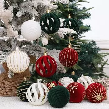 6 шт. 6 см винно-красные рождественские шары, украшения для рождественской елки, украшения для вечеринки, новогодние рождественские сферы, подвески, бархатные шары 6cm красный