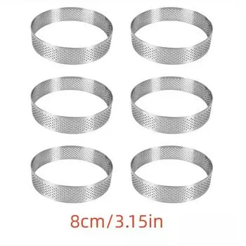 6 шт. 8 см серебряные круглые кольца из нержавеющей стали для тарталеток французские десерты мусс торт фруктовые формы для семейной вечеринки инструменты для выпечки