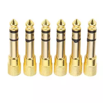 6 шт. Адаптер для наушников 3,5 мм на 6,35 мм Металлический микрофонный конвертер Стерео аудиоразъем Адаптер для