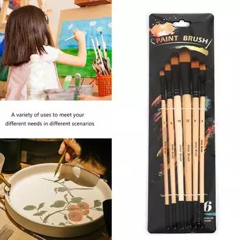 6 шт. акриловые кисти для рисования гуашью художественные кисти для рисования нейлоновые щетки для рисования акварелью масляной живописи Drawi B