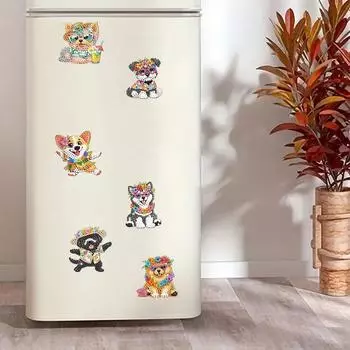 6 шт. акриловые наклейки на холодильник в виде торта особой формы, магнит на холодильник с алмазной живописью, магнит на холодильник для белых досок на холодильник