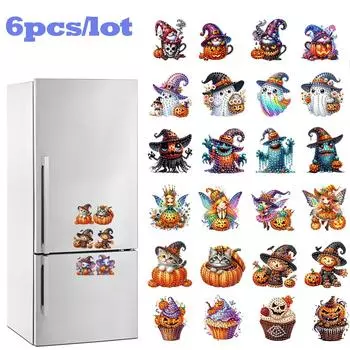 6 шт. акриловые наклейки на холодильник с привидениями особой формы, магниты на холодильник с алмазным рисунком, магниты с алмазным рисунком, наклейки для поделок своими руками, подарок на вечеринку