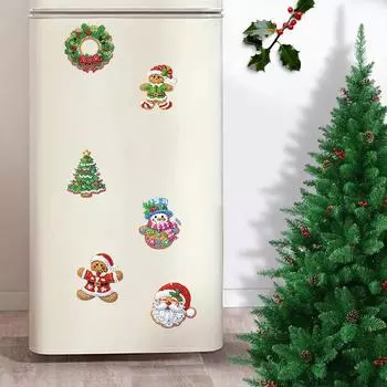 6 шт. акриловые рождественские элементы наклейки на холодильник алмазные художественные магниты наклейки алмазная живопись магнит на холодильник для украшения почтового ящика автомобиля