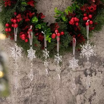 6 шт. Акриловые рождественские прозрачные сосульки подвески в виде ледяных полосок новогодний подарок украшение 6pcs