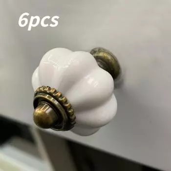 6 шт. Акриловые ручки-тыквы, белые акриловые ручки для шкафов, винтажные ручки для комодов, винтажные ручки, декоративные ручки для ящиков комодов, шкафов, гардеробных 6pcs