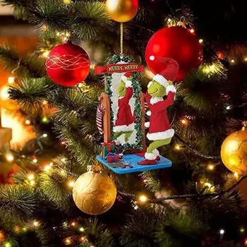 6 шт. акриловый подвесной кулон с четким принтом, очаровательный мультяшный дизайн, создающий атмосферу, елочные украшения, орнамент 1 Set B