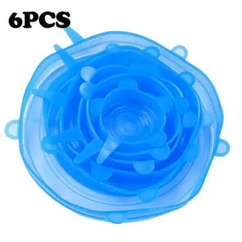 6 шт., эластичная силиконовая крышка, универсальная силиконовая крышка, чаша, крышка для горшка, бутылки, силиконовые чехлы, кухонные инструменты